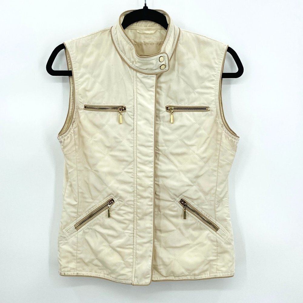 Zara Basic Cream Full Zip Snap Button Zipper Deta… - image 1